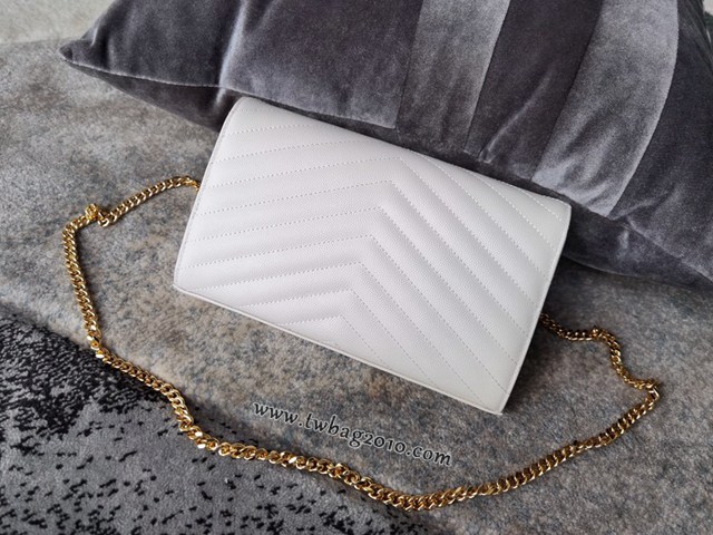 YSL专柜款女包 聖羅蘭經典款MONOGRAM魚子醬原廠皮信封包 YSL肩背斜挎包 377828  jjh1050